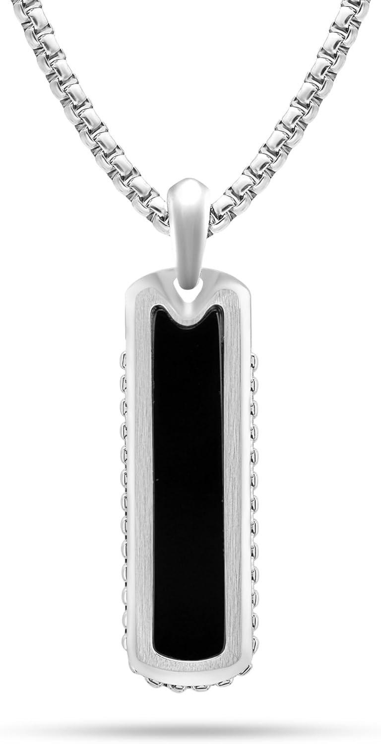 RTZN Black Onyx Necklace for Men - Premium Dog Tag Pendant