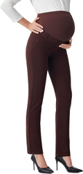 Maternity Pants for Work Over The Belly Straight Leg - Stretchy Office