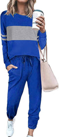 Womens 2 Piece Tracksuit Set - Long Sleeve Top & High Waist Sweatpants