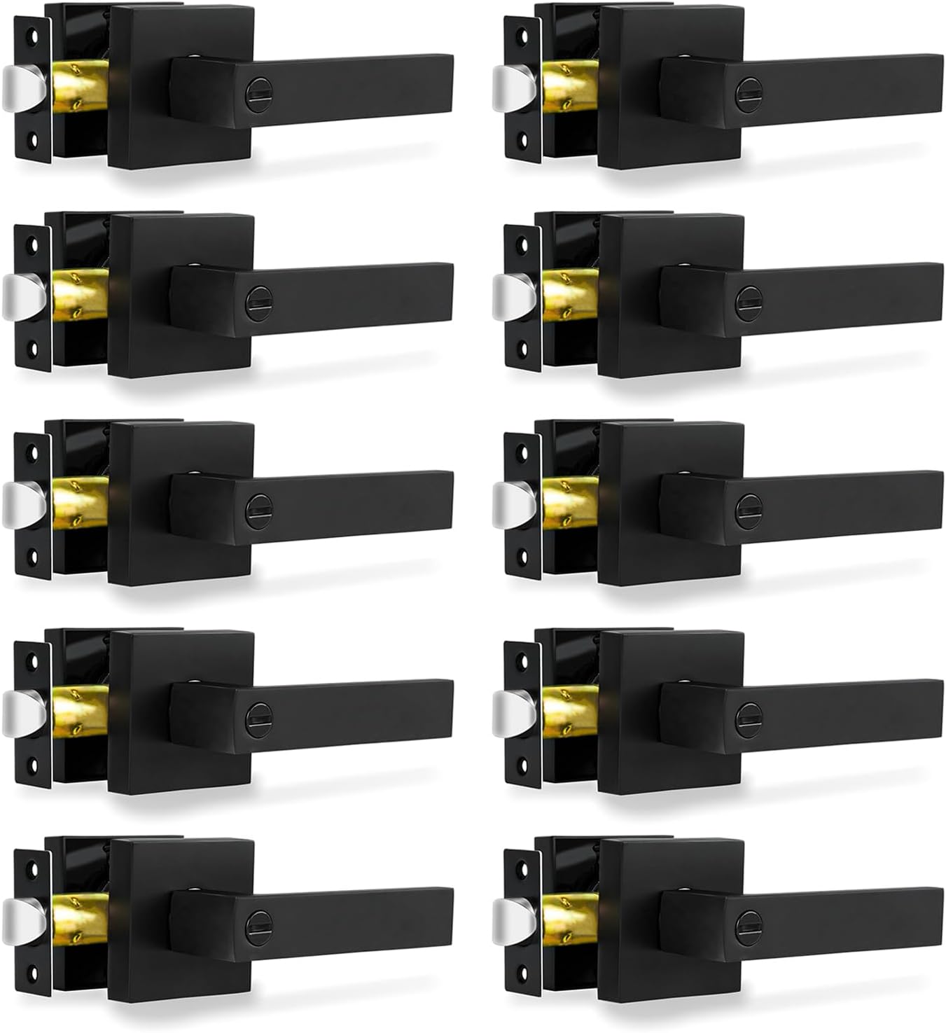 Privacy Door Levers 10 Pack Matte Black Heavy Duty Locksets