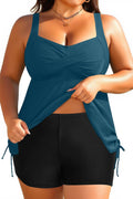 Plus Size Tankini for Women - Flowy Two Piece Swimdress with Shorts