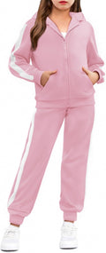 Girls 2 Piece Sweatsuit Zip Up Hoodie and Jogger Set - Comfortable