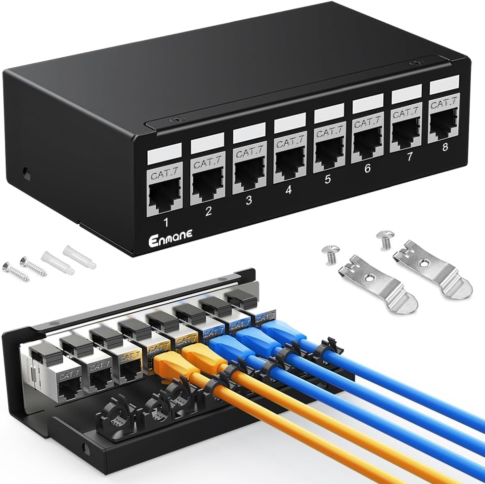 8Port CAT7 Keystone Patch Panel for Home and Office Networking