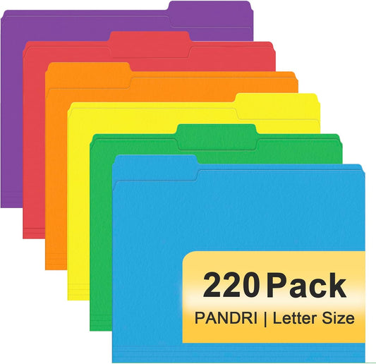 PANDRI 220 Pack Colored File Folders for Office and School Use