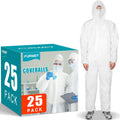 Hazmat Suits 25PACK Disposable Coveralls for Men & Women - Breathable