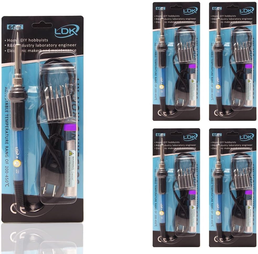 5 Pack Soldering Iron Kits 60W Adjustable Temperature Tools