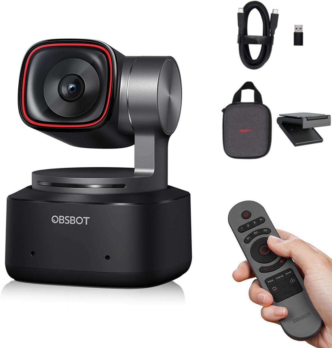 OBSBOT Tiny 2 AI-Powered PTZ 4K Webcam with Smart Remote