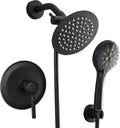 Black Shower Faucet With Handheld Shower Head & Valve - Rainfall Power