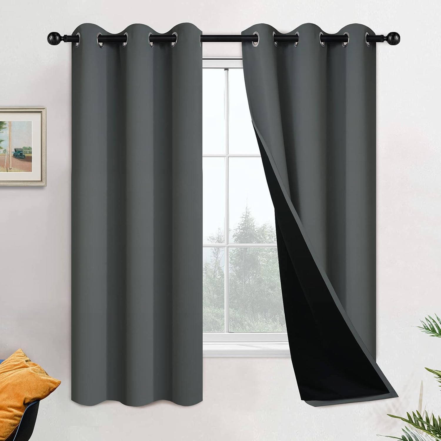 Yakamok 63 Inch Blackout Curtains for Bedroom and Living Room