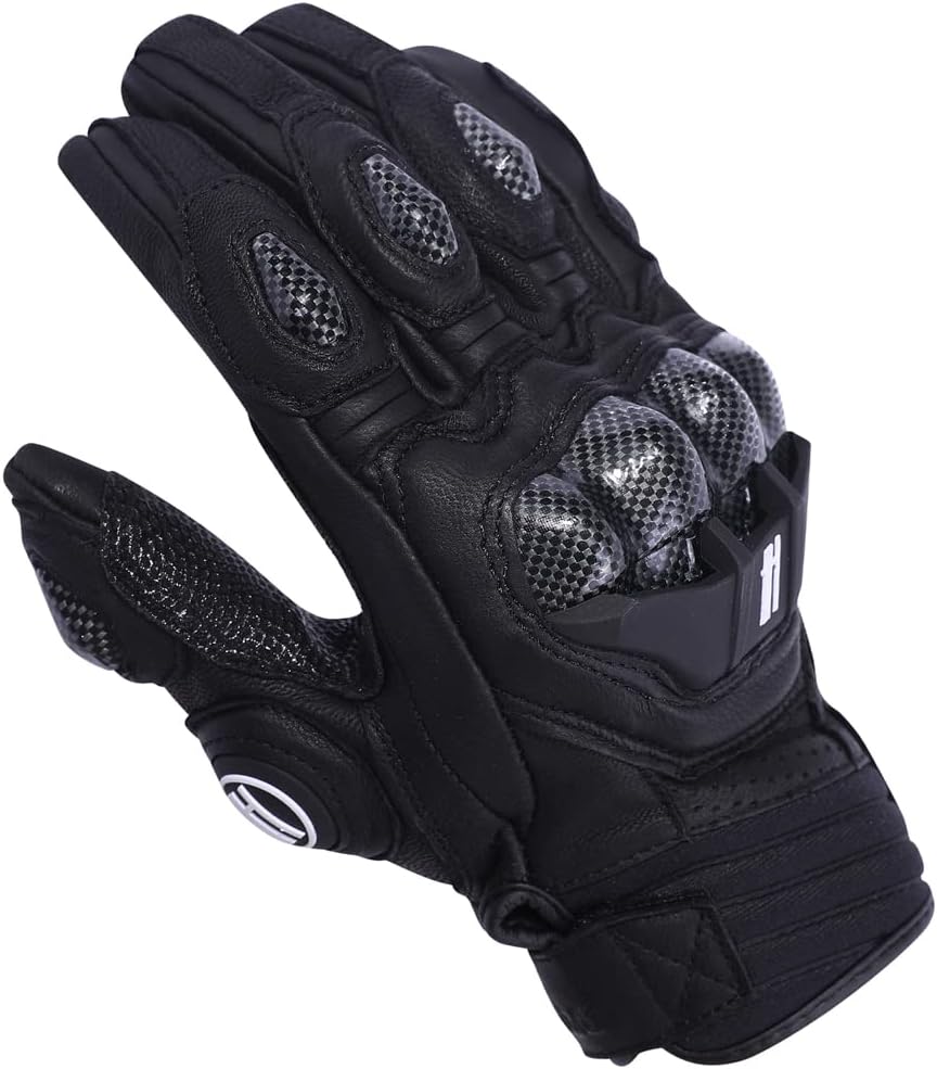 Breathable Leather Motorcycle Gloves with Touchscreen Functionality