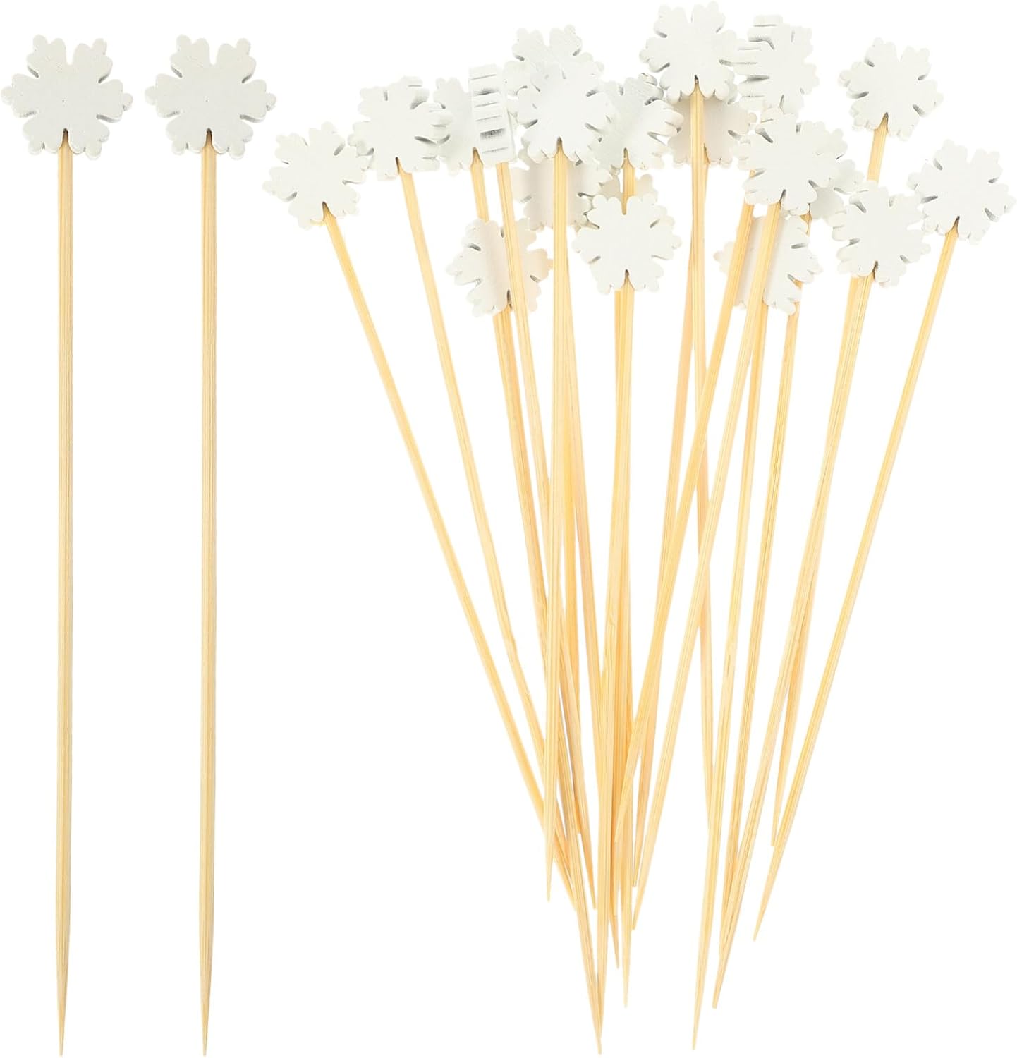Snowflake Bamboo Cocktail Picks - Festive Party Decor!