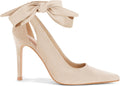 Womens Bow Tie Stiletto Pumps with Removable Ankle Strap - Elegant