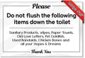 Do Not Flush The Following Sign 5-Pack - Flush Only Toilet Paper