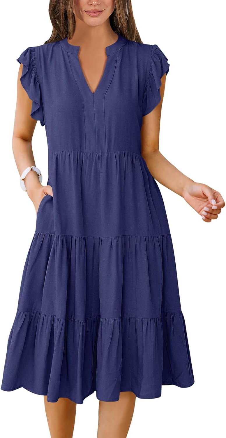 Stylish ANRABESS Womens Summer Dress with Ruffle Sleeves