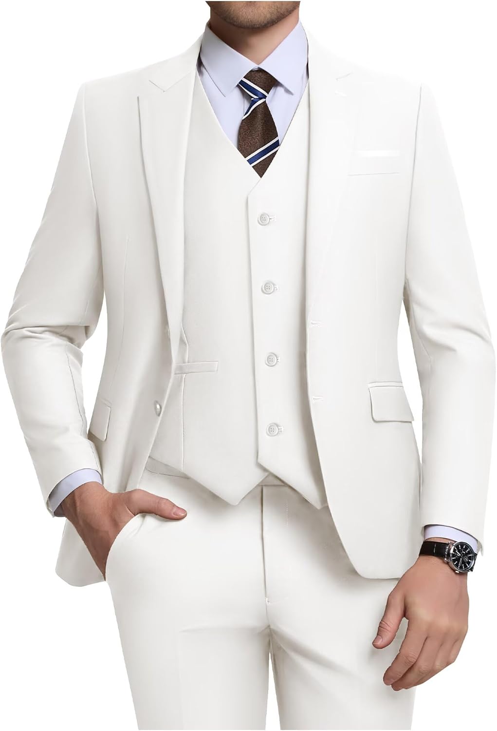 Men's 3 Piece Slim Fit Suit Set for Weddings and Business Events