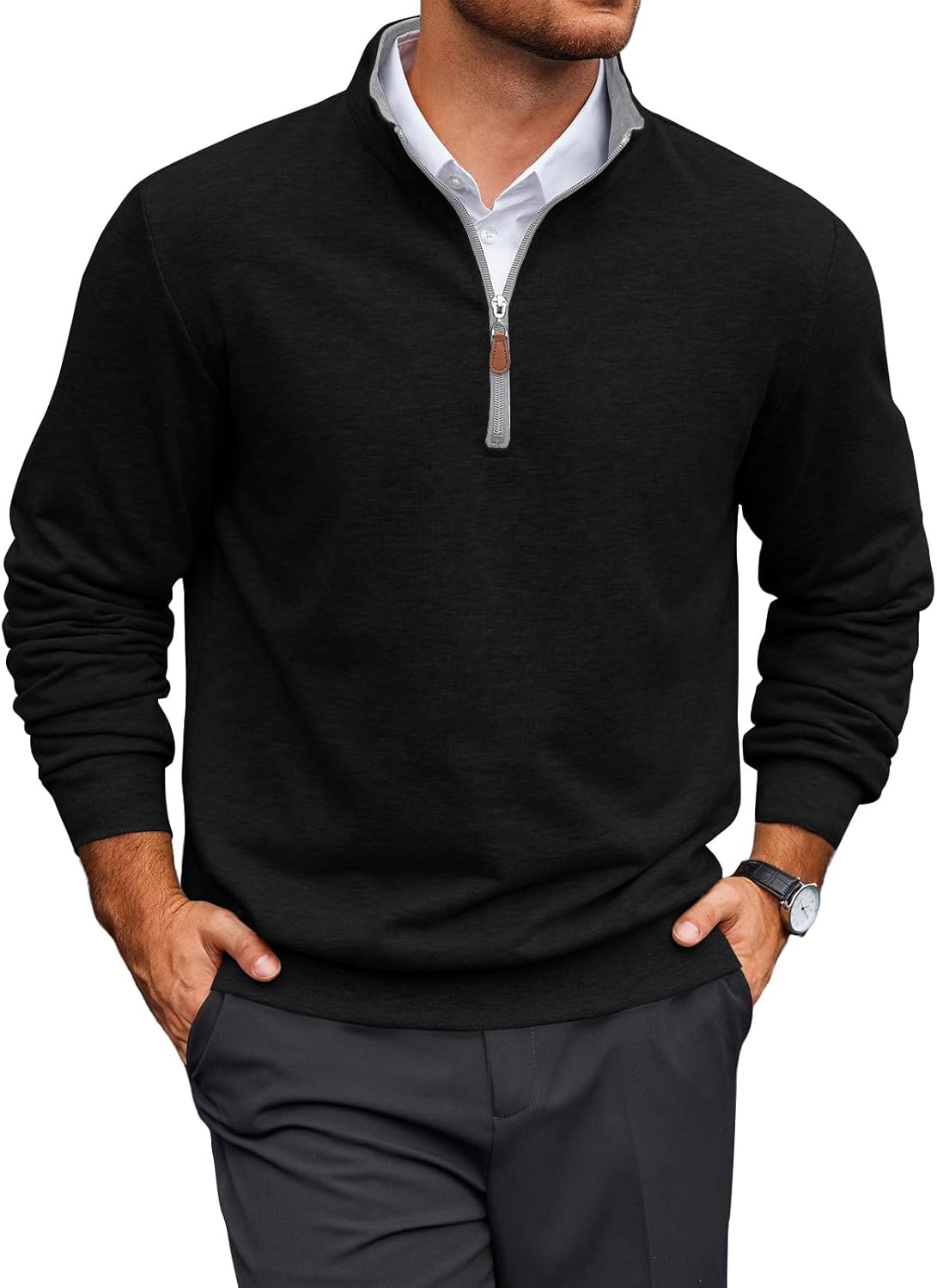 Yousify Mens Quarter Zip Pullover for Casual Golf and More