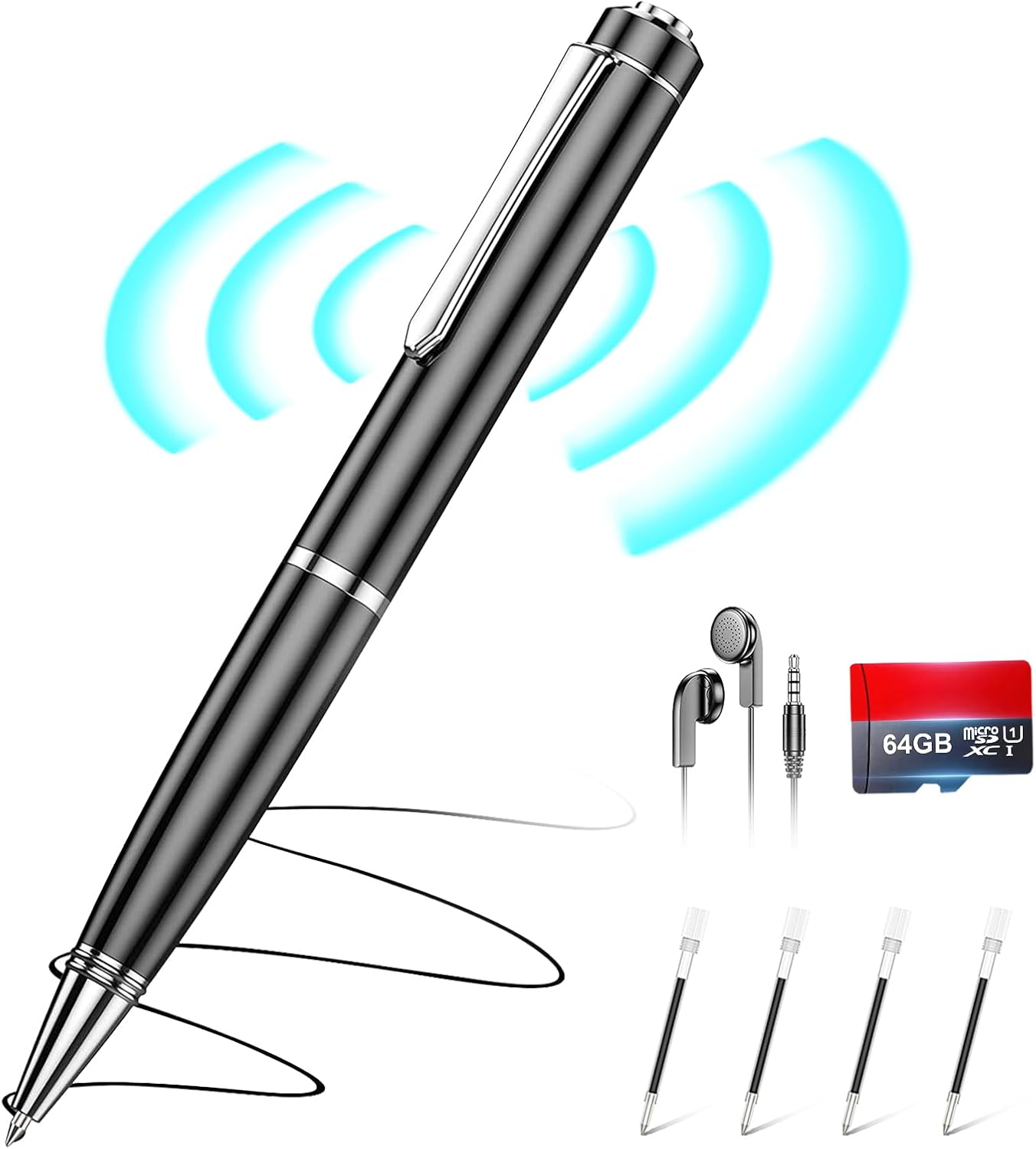 64GB Digital Voice Recorder with AI Noise Reduction Technology