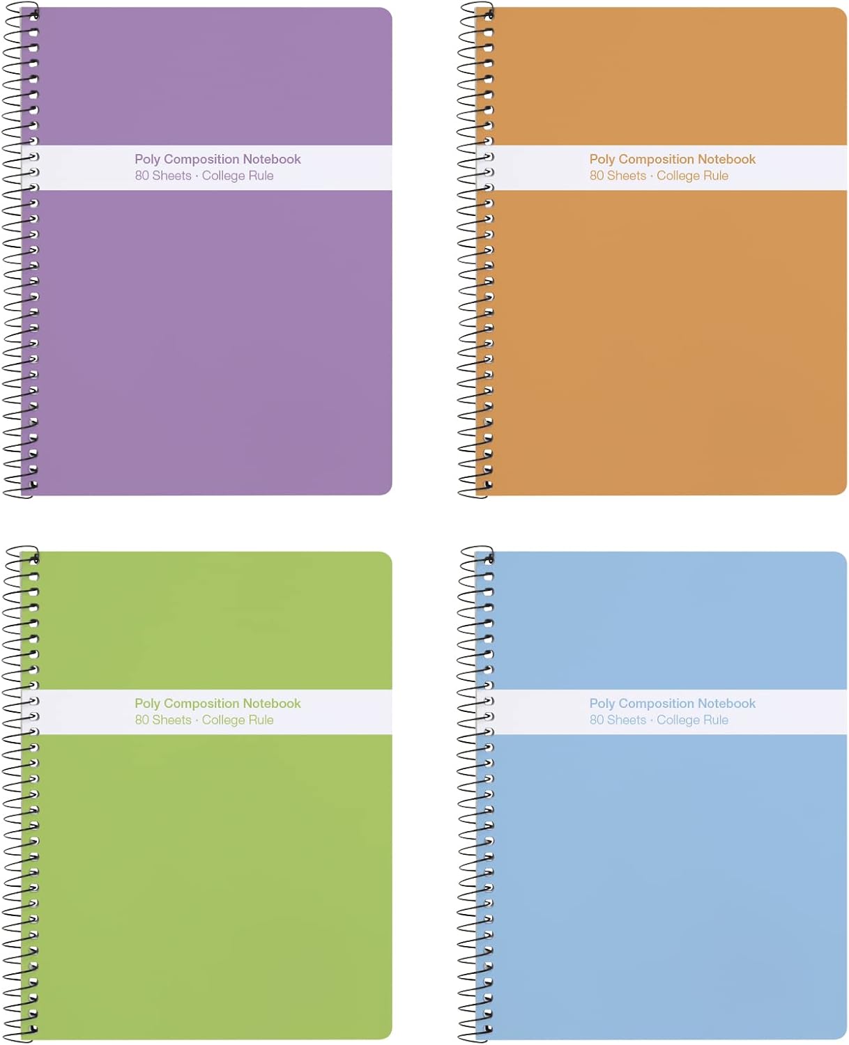 Oxford Spiral Notebooks, 4 Pack, Poly Covers, College Ruled, Pastel Colors - Stay Organized!
