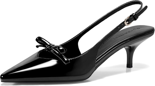 Coutgo Womens Bow Slingback Heels for Elegant Occasions