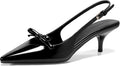 Womens Bow Slingback Kitten Heel Pumps - Low 2in Elegant Dress