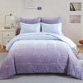 Girls Comforter Set Twin Size 6 Pieces Ombre Purple Rainbow Bedding