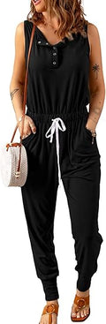 PRETTYGARDEN Women's Casual Sleeveless Jumpsuit - Comfortable Summer