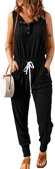 PRETTYGARDEN Women's Casual Sleeveless Solid Jumpsuit for Style