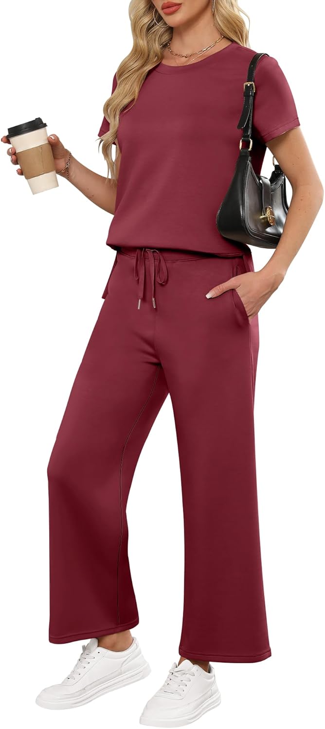 ANRABESS Women 2 Piece Lounge Sets for Summer Travel Comfort