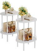Round Side Table Set of 2 with Storage for Modern Living Spaces