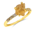 Real Raw Citrine Crystal Dainty Ring - November Birthstone Gift