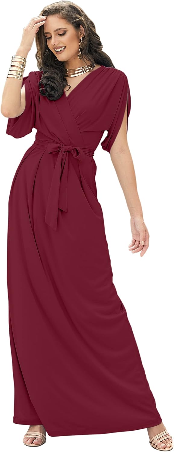 KOH KOH Formal Short Sleeve Cocktail Flowy V-Neck Gown Review