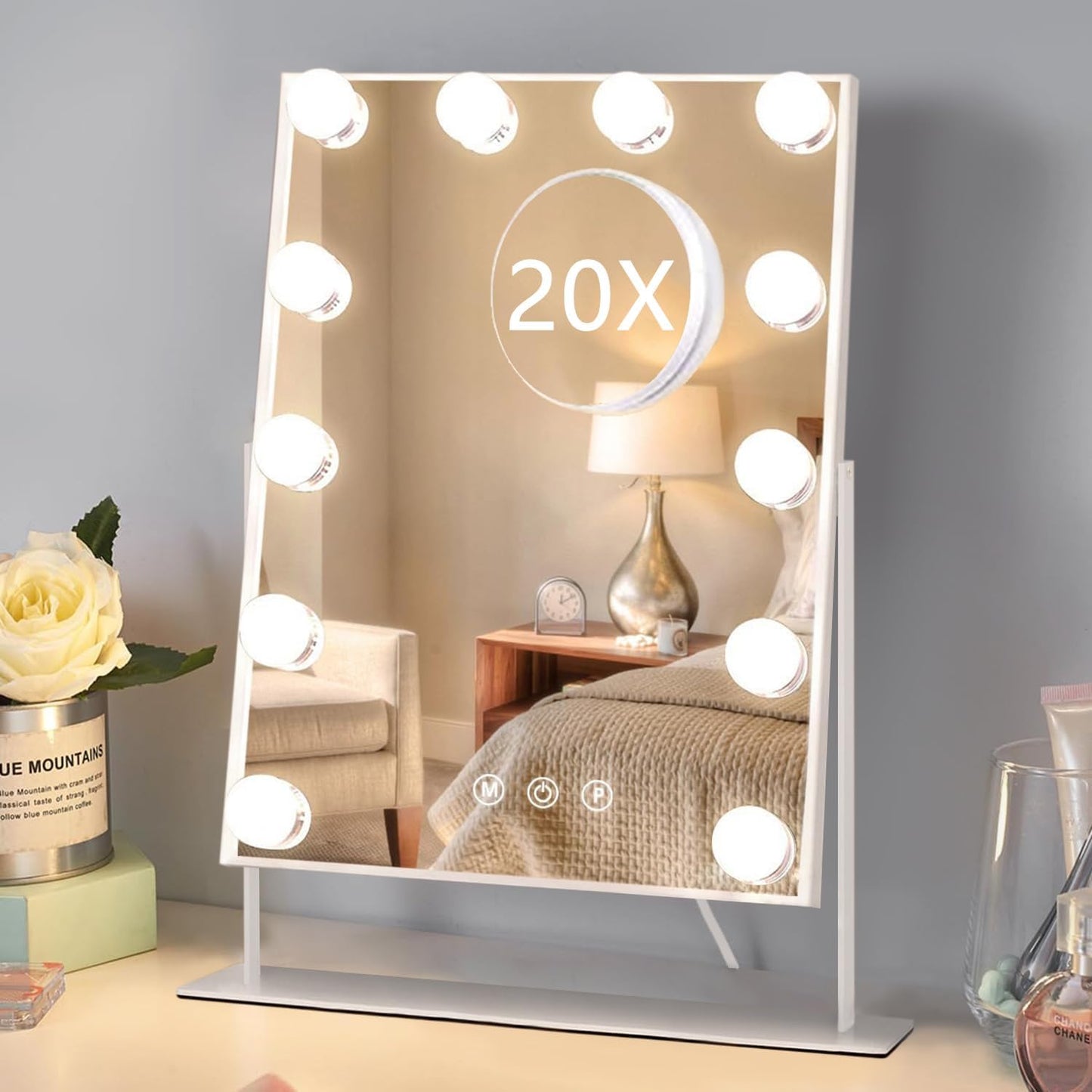 HIEEY Hollywood Makeup Mirror with Dimmable Bulbs and 360 Rotation