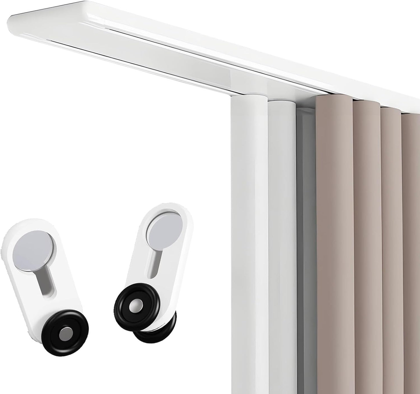 Silent Double Curtain Track for Room Divider - Heavy-Duty, Ceiling Mount - White 9.5ft