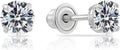 14k White Gold 4mm Solitaire CZ Stud Earrings for Women - Secure