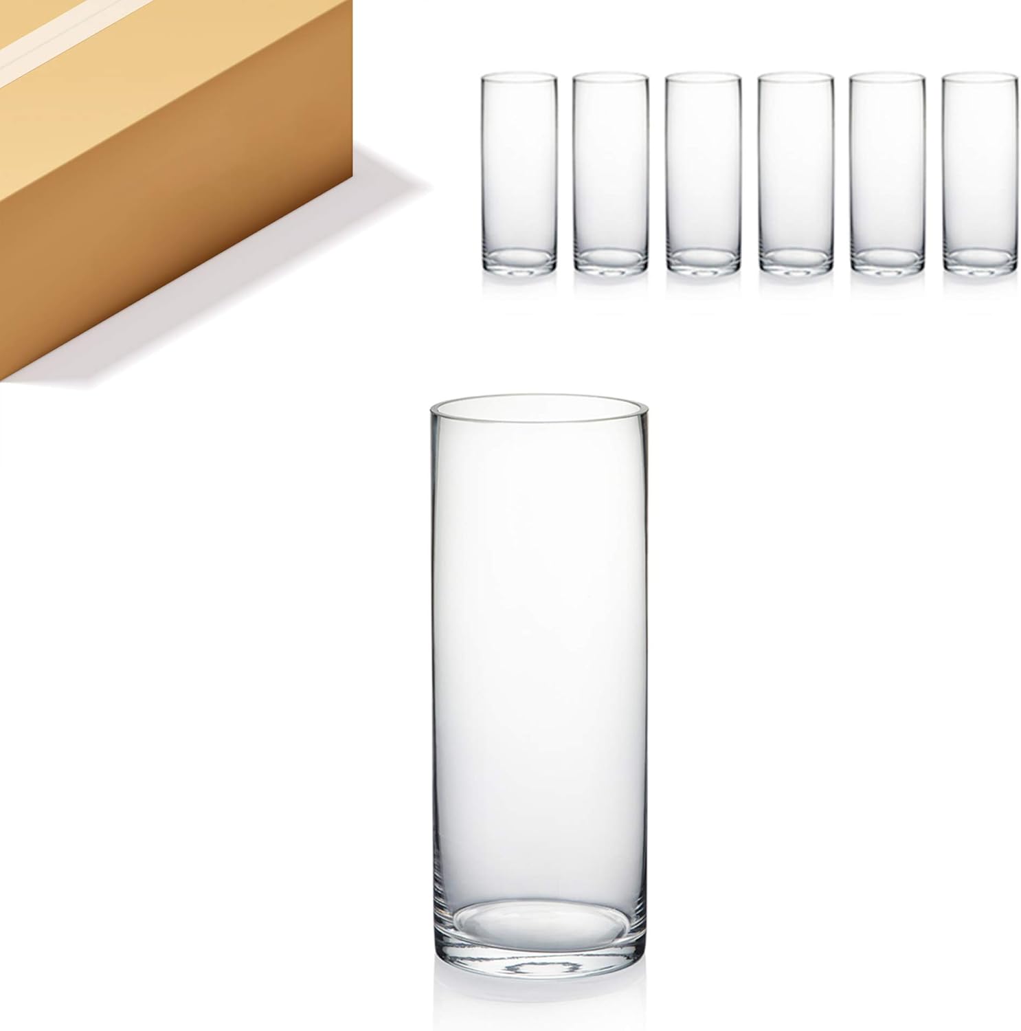 Quality Thick Weighted Clear Cylinder Glass Vases for Decor