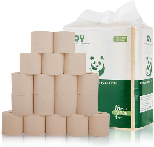 Bamboo Toilet Paper 4-Ply 18 Rolls Eco-Friendly Soft Strong