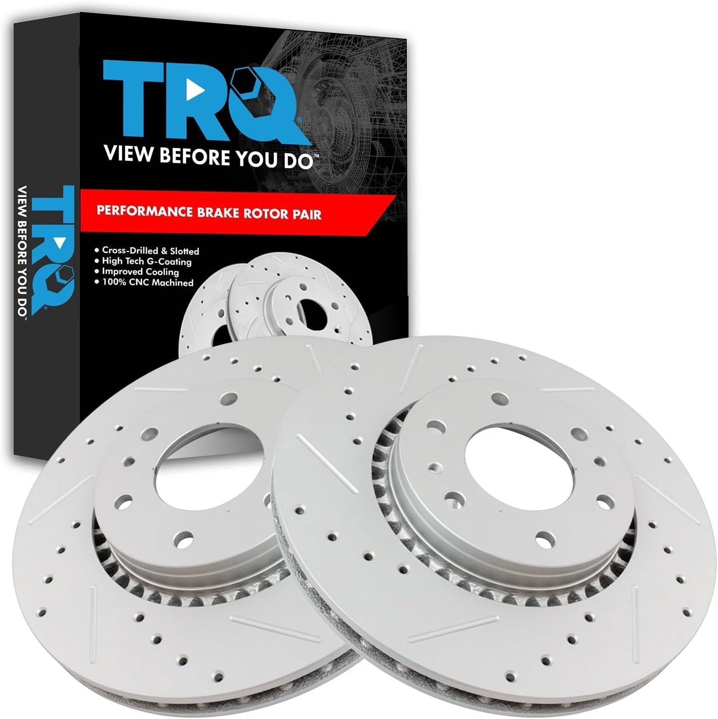 TRQ Front Brake Rotors Set Premium G-Coated for 05-09 9-7x