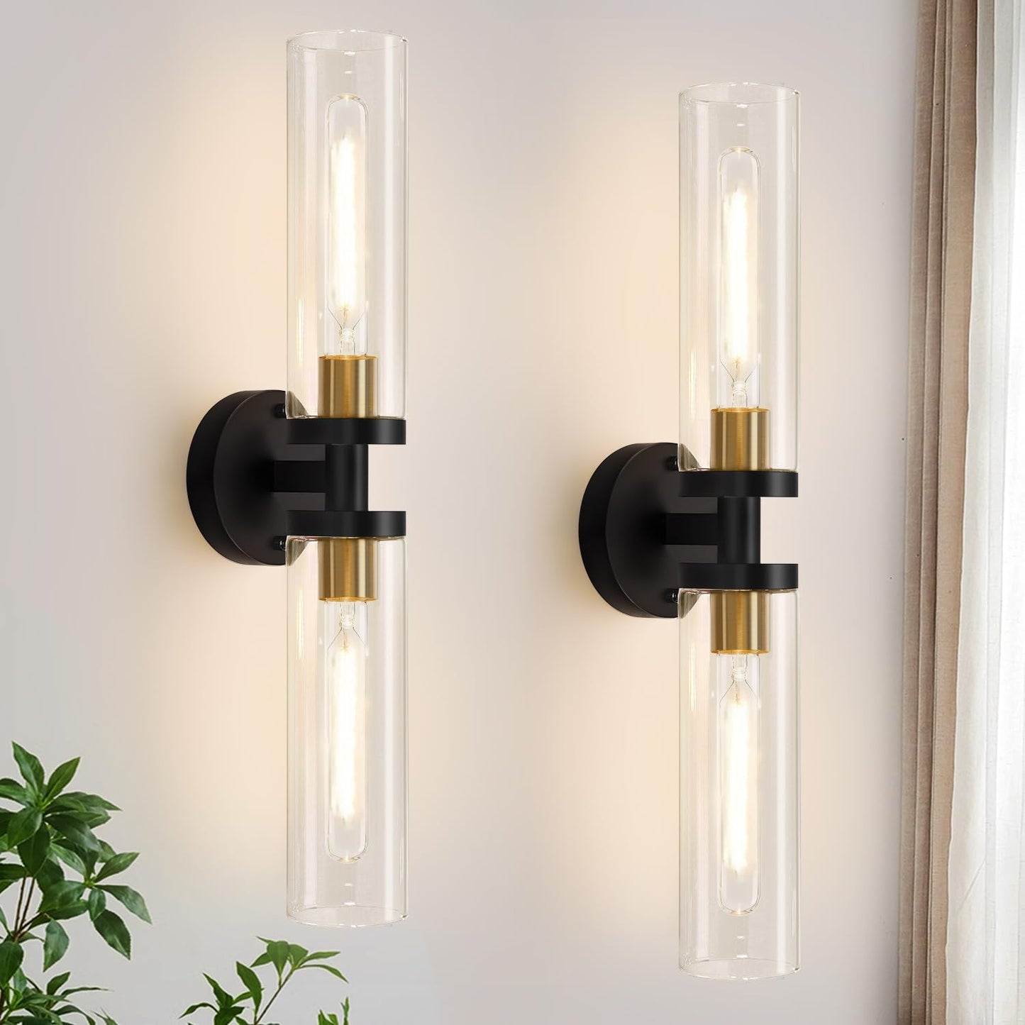 Wall Sconces Set of Two for Bathroom and Living Room Decor