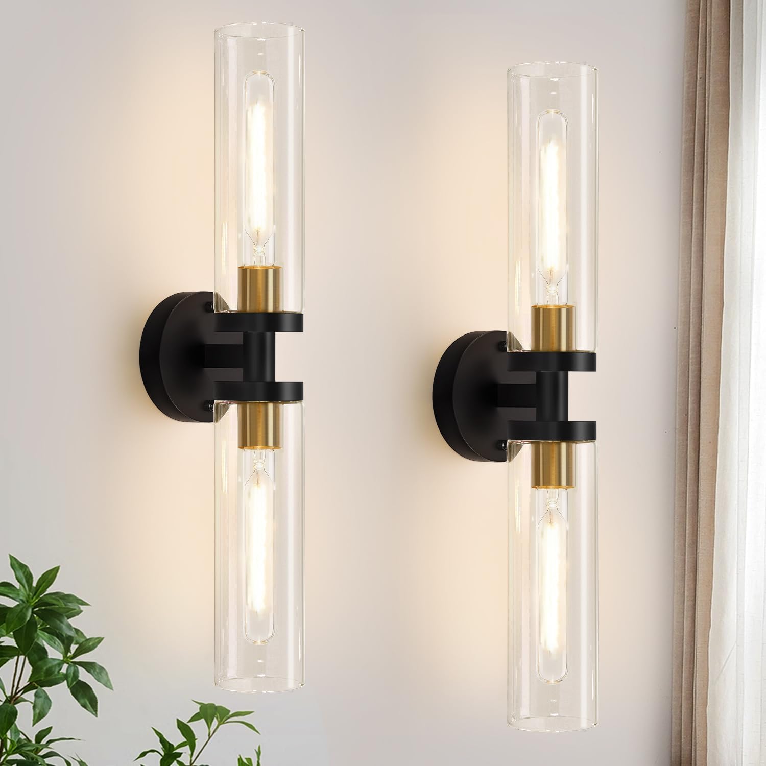 Wall Sconces Set of Two for Bathroom and Living Room Decor