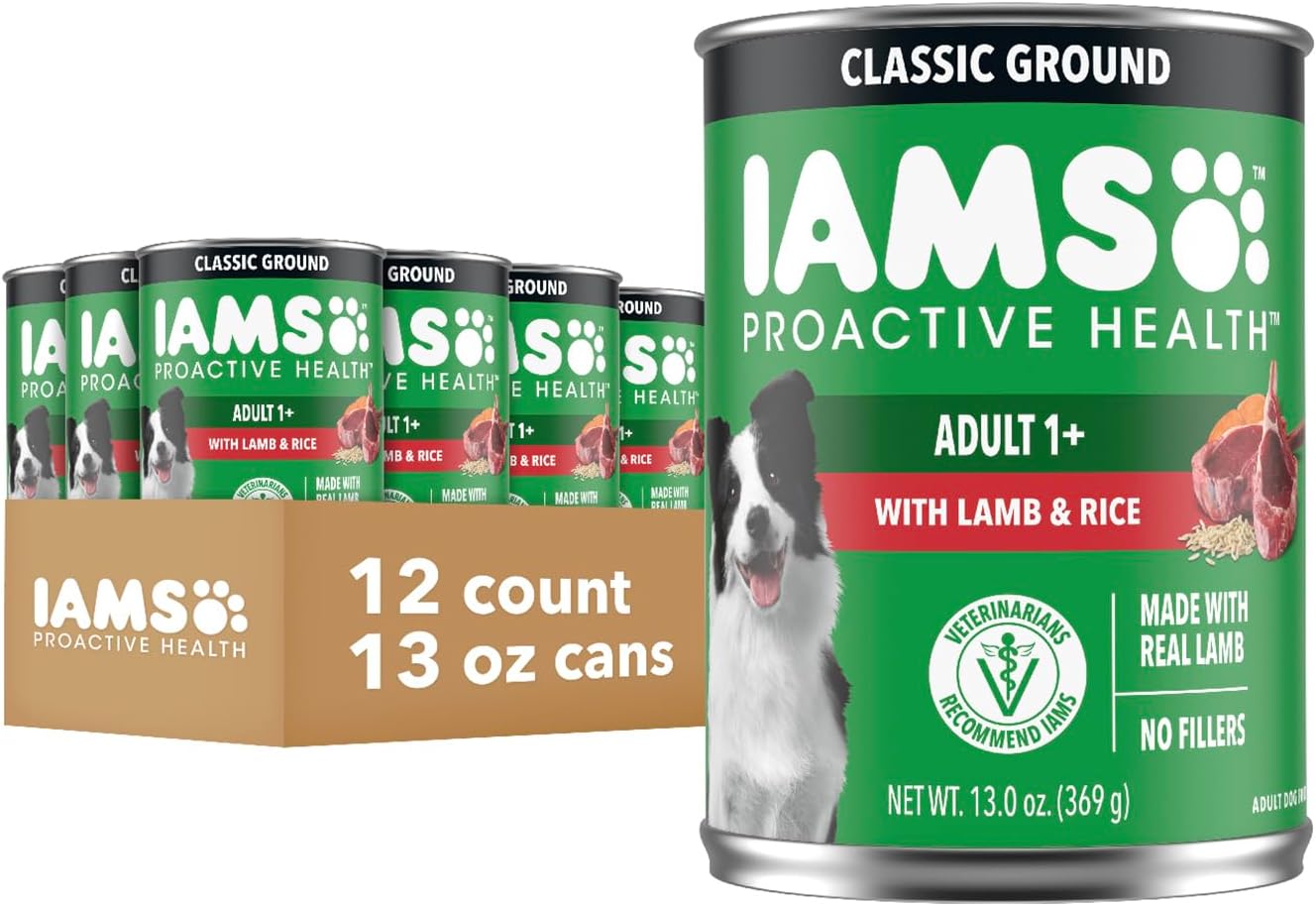 IAMS Proactive Health Wet Dog Food with Lamb and Rice, 12 Cans
