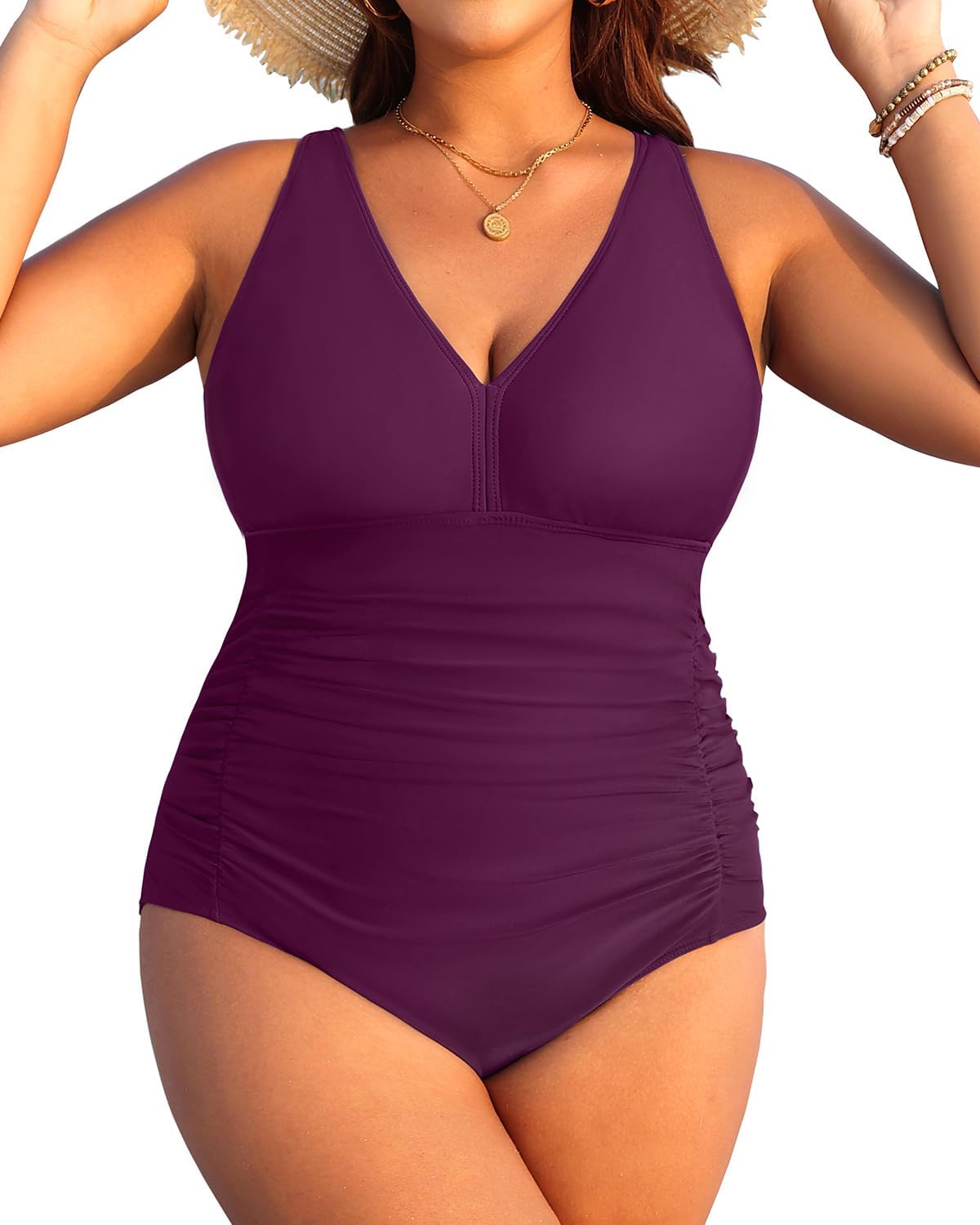 Aqua Eve Plus Size One Piece Swimsuits for Women with Tummy Control