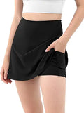 Women's Athletic Tennis Skort with Built-in Shorts - Comfortable High
