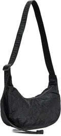 Small Nylon Crescent Bag - Compact Everyday Shoulder Bag