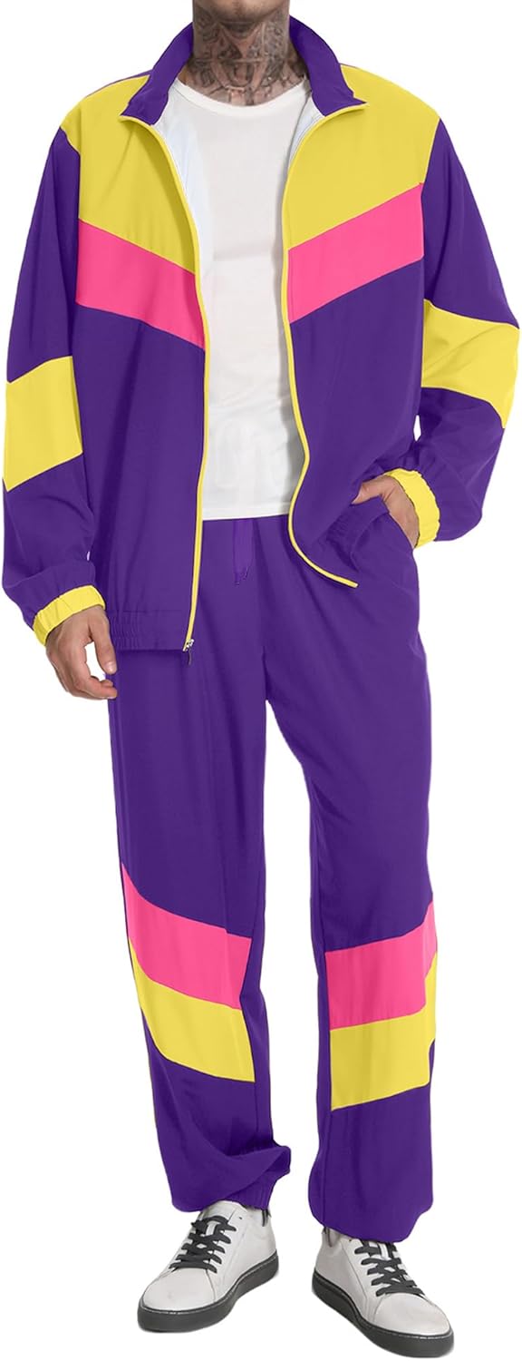 Retro 80s and 90s Tracksuit for Men - Stylish Hip Hop Set