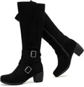 Women's Knee High Boots with Chunky Heel and Pointed Toe - Fall Winter