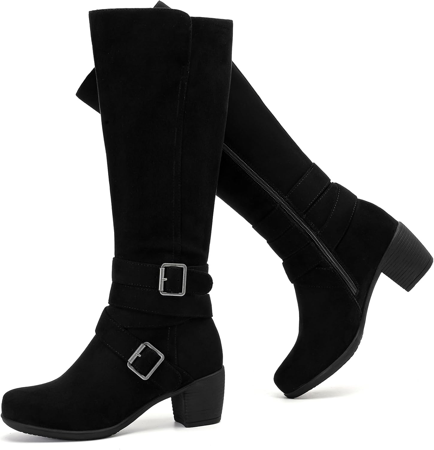 Women's Knee High Boots with Chunky Heel for Fall and Winter