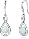 Dainty Infinity Opal Drop Earrings for Women - Sterling Silver