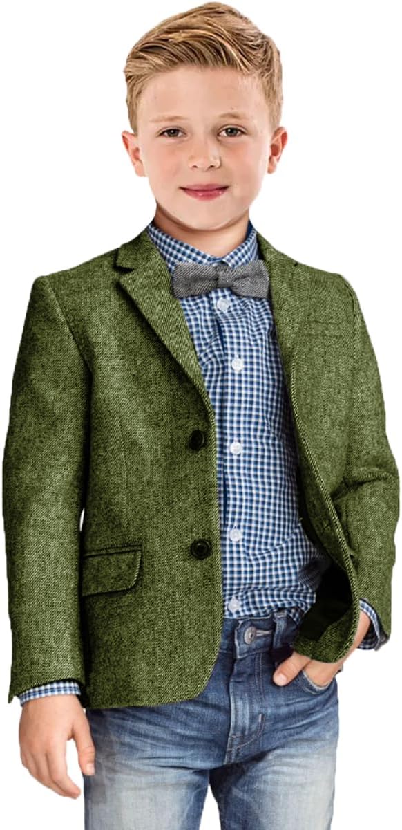 Boys Blazer Retro Herringbone Sport Coat for Formal Events