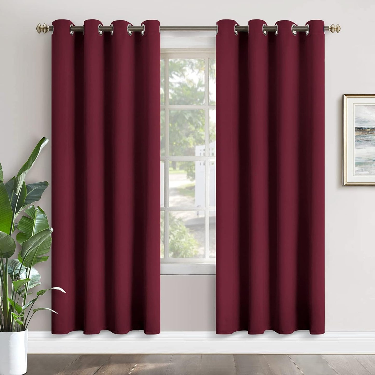 Burgundy Blackout Curtains 80 Inches Length for Living Room