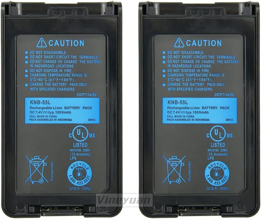 2 Pack KNB-55L Replacement Battery for Kenwood Walkie Talkies